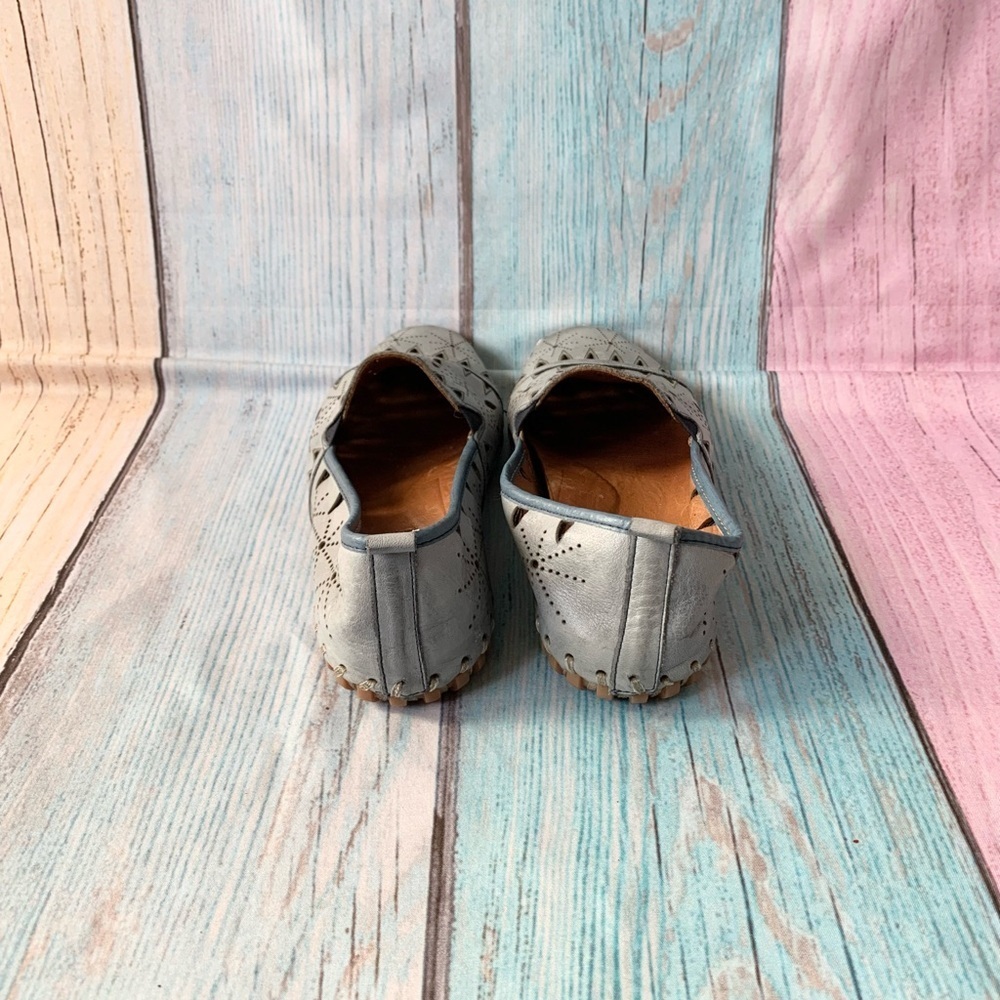 Baby blue spring step fusaro Perforated leather Slip-On Loafers - Picture 7 of 12